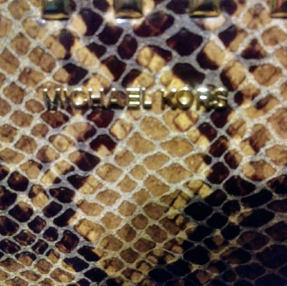 Authentic Michael Kors Snake Embossed Large Clutch